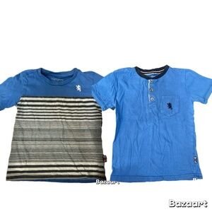 2 Pair Sz 6 Boys Blue Black White Stripped Tshirt English Laundry
